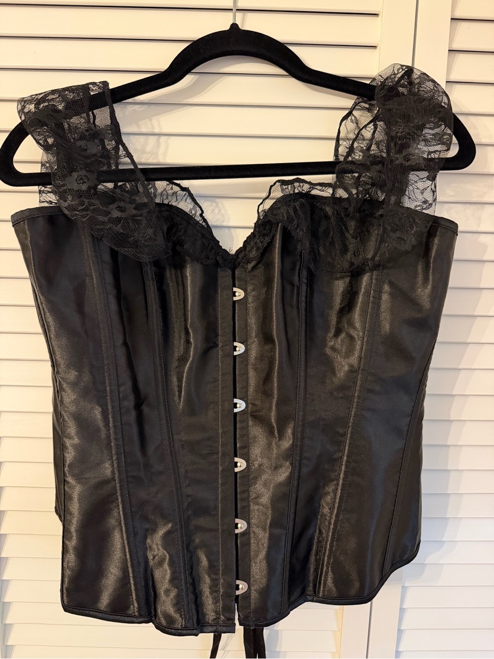 Black Lace-Trim Corset Top